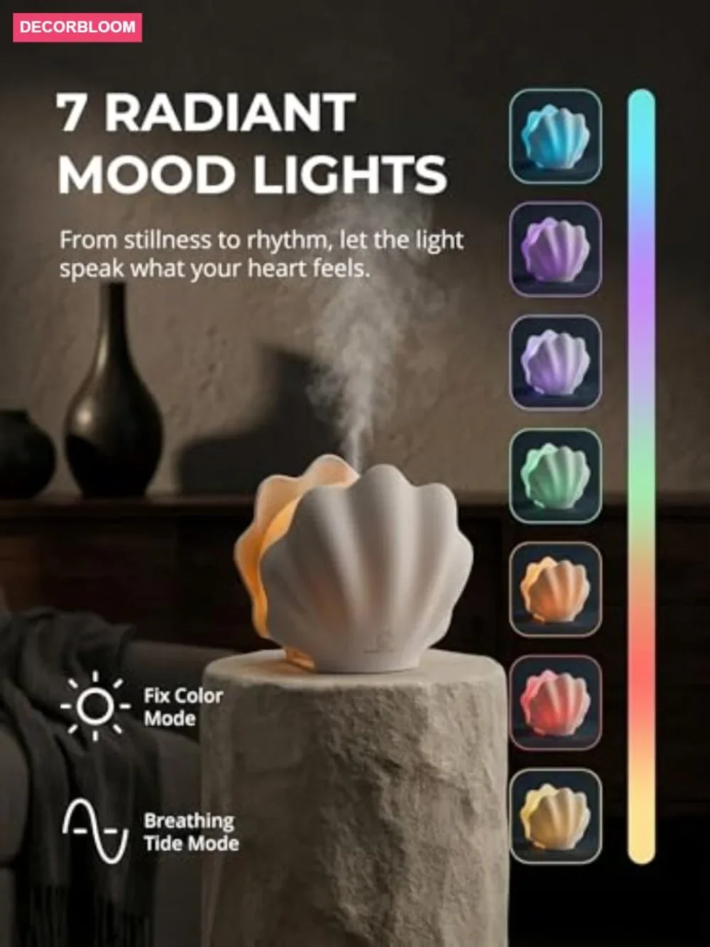 260ml Essential Oil Diffuser with Remote Control, 7 LED Night Light, Shell
